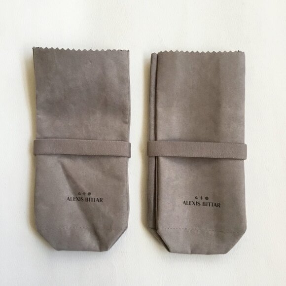Alexis Bittar Gray Jewelry Gift Dust Bag Pouch with Elastic Set of 2 - Picture 2 of 4